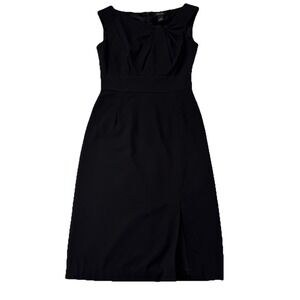 White House Black‎ Market Sheath Dress  Size 0 Black Sleeveless Twist Neck Slit